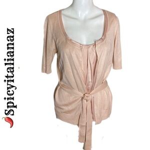 New York & Co Peach Tie Front Sweater with Attched Camisole Size Small